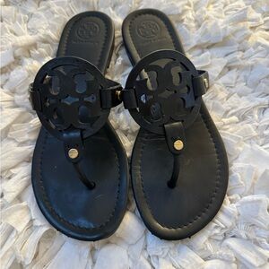 Tory Burch Black Leather Miller Sandals